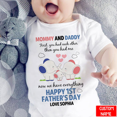 Gift For Mommy & Daddy Happy 1st Father's Day Baby Onesie - PP - LT1005225