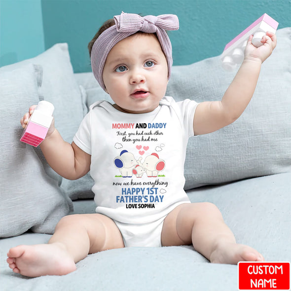 Gift For Mommy & Daddy Happy 1st Father's Day Baby Onesie - PP - LT1005225