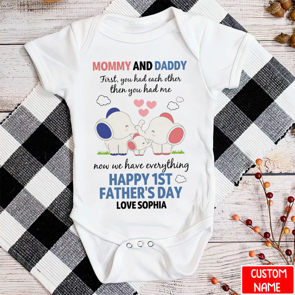 Gift For Mommy & Daddy Happy 1st Father's Day Baby Onesie - PP - LT1005225