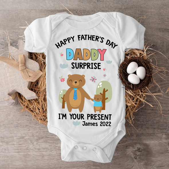 Gift For Daddy Surprise, I'm Your Present Baby Onesie - JD - TT1005221
