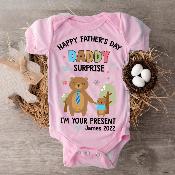 Gift For Daddy Surprise, I'm Your Present Baby Onesie - JD - TT1005221