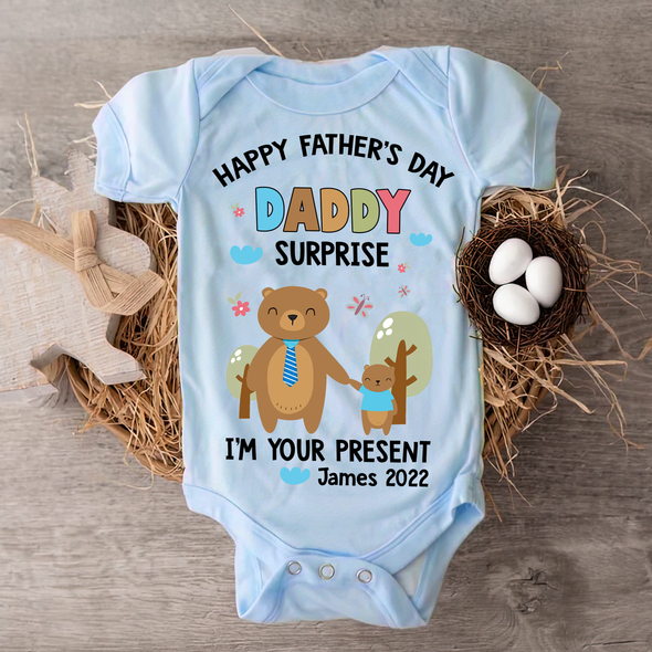 Gift For Daddy Surprise, I'm Your Present Baby Onesie - JD - TT1005221