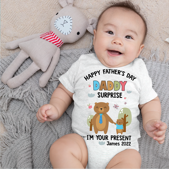 Gift For Daddy Surprise, I'm Your Present Baby Onesie - JD - TT1005221