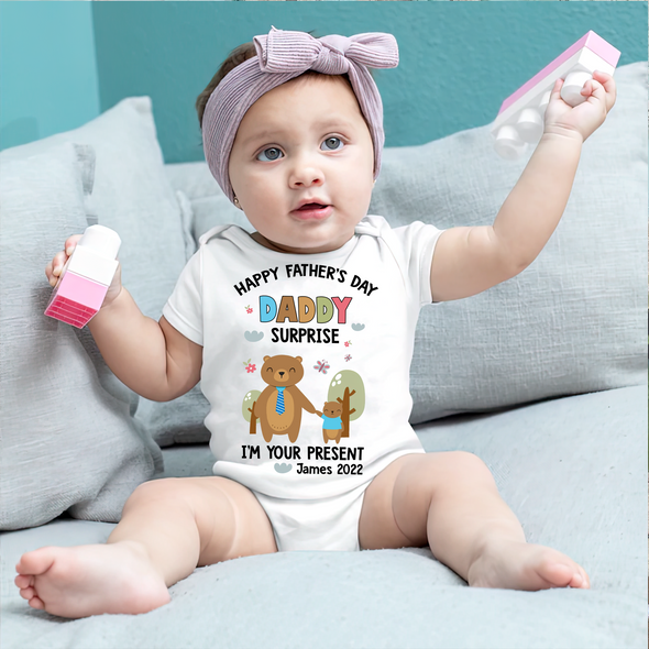 Gift For Daddy Surprise, I'm Your Present Baby Onesie - JD - TT1005221