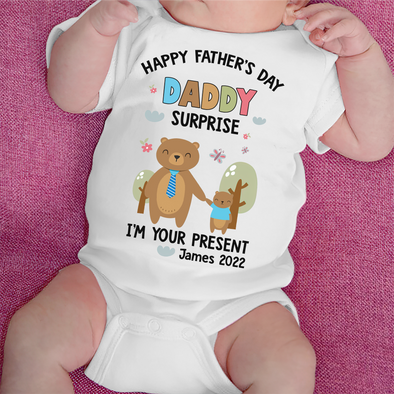 Gift For Daddy Surprise, I'm Your Present Baby Onesie - JD - TT1005221