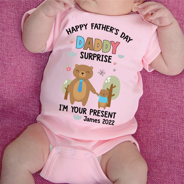 Gift For Daddy Surprise, I'm Your Present Baby Onesie - JD - TT1005221