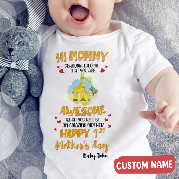 Gift For Future Mommy Yellow Grandma Told Me You Are Awesome Baby Onesie - MC - TT3103221