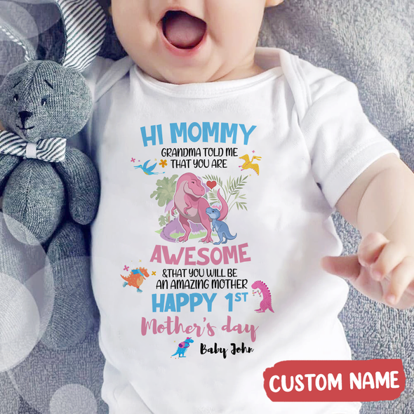 Gift For Future Mommy Pink Grandma Told Me You Are Awesome Baby Onesie - MC - TT3103221