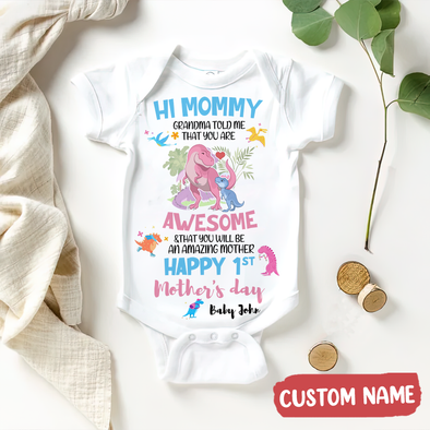 Gift For Future Mommy Pink Grandma Told Me You Are Awesome Baby Onesie - MC - TT3103221