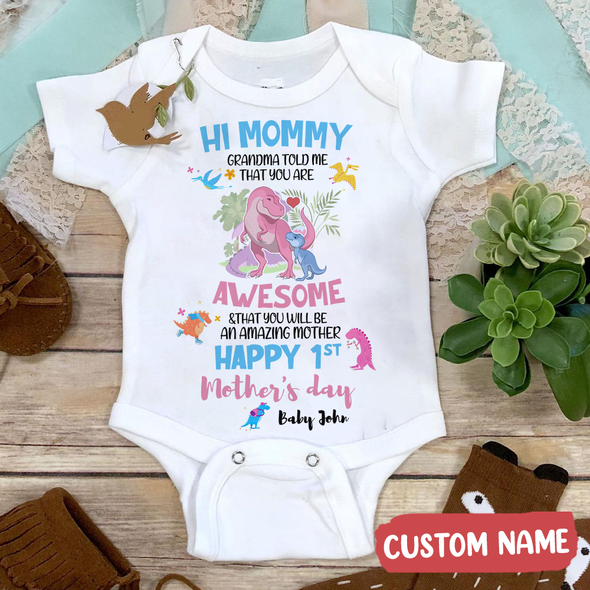 Gift For Future Mommy Pink Grandma Told Me You Are Awesome Baby Onesie - MC - TT3103221