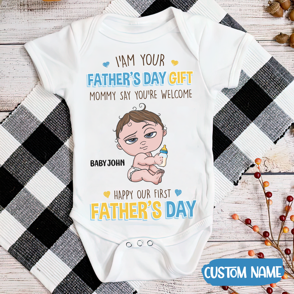 Gift For Daddy Happy Our First Father's Day Baby Onesie - MC - TT2504223
