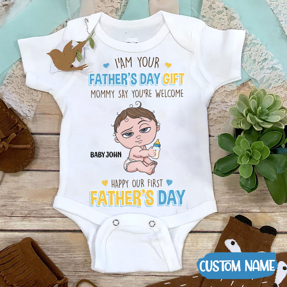Gift For Daddy Happy Our First Father's Day Baby Onesie - MC - TT2504223