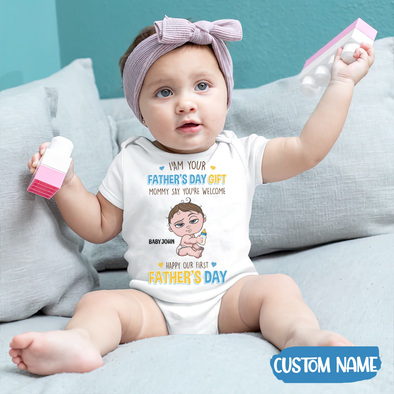 Gift For Daddy Happy Our First Father's Day Baby Onesie - MC - TT2504223