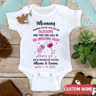 Gift For Mommy Cheers for Our 1st Mother's Day Together Baby Onesie - MC - TT1003223