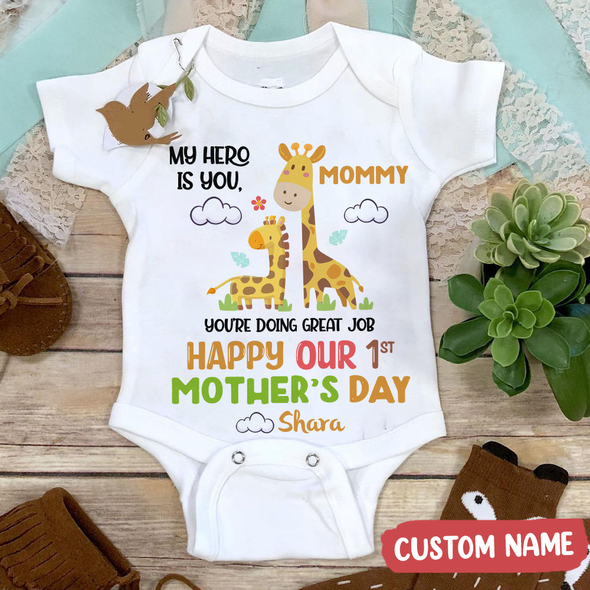 Gift For Mommy My Hero Is You, Mommy Baby Onesie - MC - TT1604227