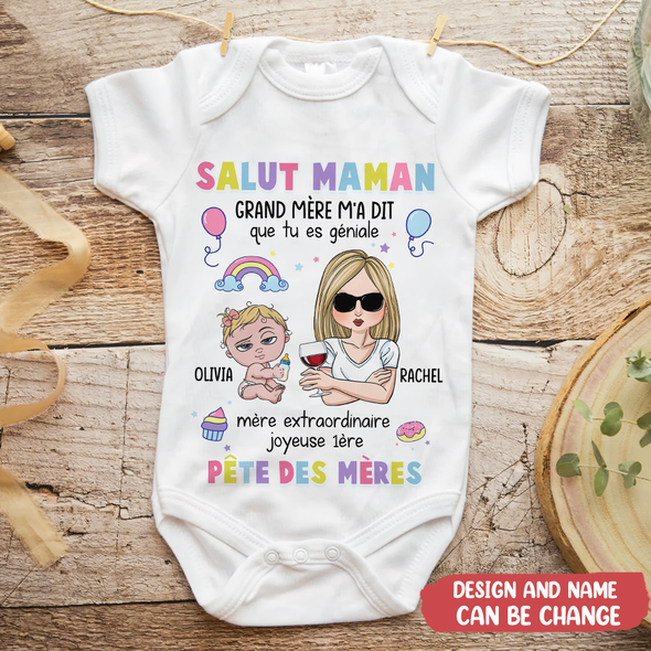 Mère Extraordinaire Joyeuse 1ère Pête Des Mères Baby Onesie - AD - TT1304221 3