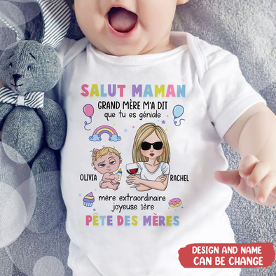 Mère Extraordinaire Joyeuse 1ère Pête Des Mères Baby Onesie - AD - TT1304221 3