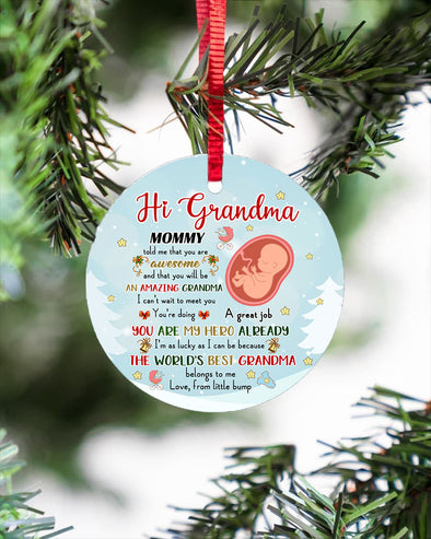 Gift For Future Grandma  I'm As Lucky As I Can Be Because The World's Best Grandma Belongs To Me Ornament - PP - LT0712211