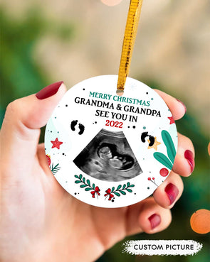 Personalized Gift For Future Grandma & Grandpa Merry Christmas See you in 2022 Ornament - PP - LT2211219