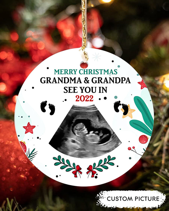 Personalized Gift For Future Grandma & Grandpa Merry Christmas See you in 2022 Ornament - PP - LT2211219