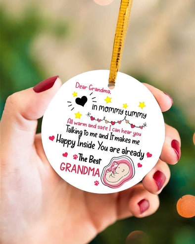 Gift For Future Grandma I Can Hear You Talking To Me And It Makes Me Happy Inside Ornament - PP - LT3011214