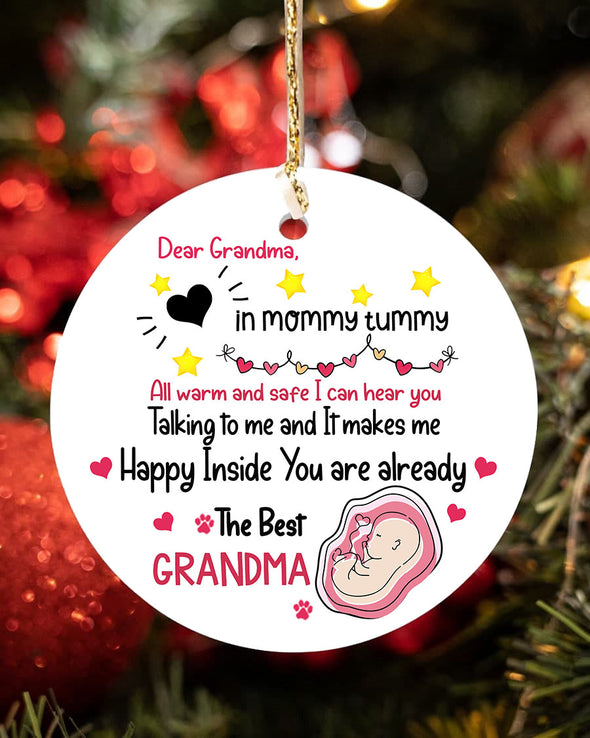 Gift For Future Grandma I Can Hear You Talking To Me And It Makes Me Happy Inside Ornament - PP - LT3011214