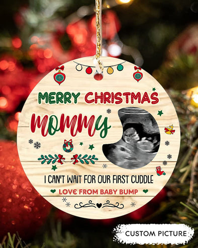 Personalized Gift For Future Mommy Merry Christmas Can't Wait For Our First Cuddle Ornament - PP - LT1911217