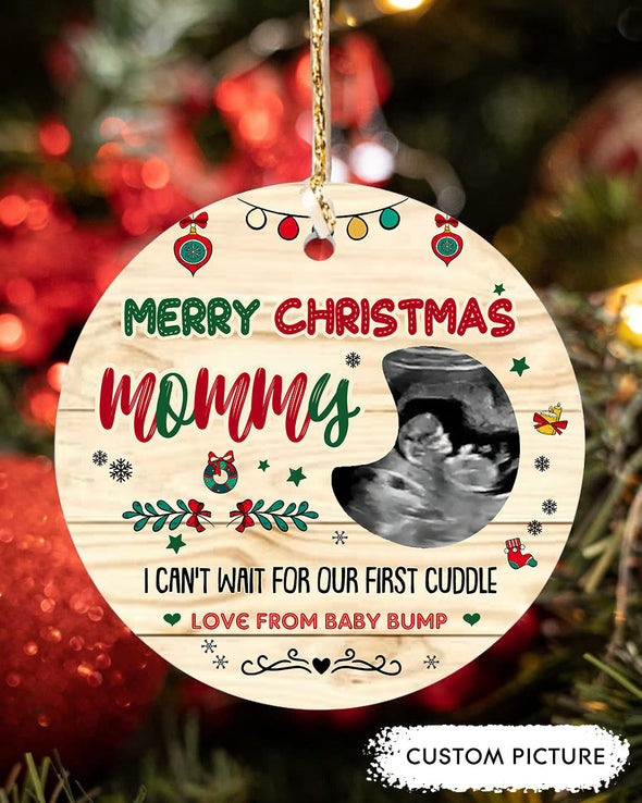 Personalized Gift For Future Mommy Merry Christmas Can't Wait For Our First Cuddle Ornament - PP - LT1911217