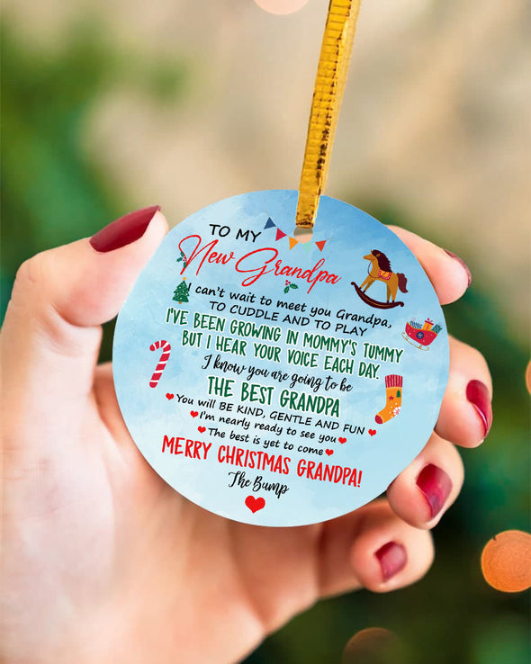 Gift For Future Grandpa Can't Wait To Meet You Merry Christmas Grandpa Ornament - PP - LT0612216