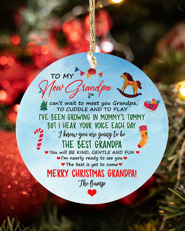 Gift For Future Grandpa Can't Wait To Meet You Merry Christmas Grandpa Ornament - PP - LT0612216