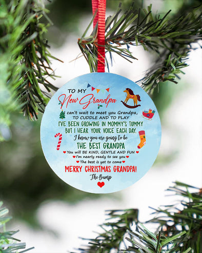 Gift For Future Grandpa Can't Wait To Meet You Merry Christmas Grandpa Ornament - PP - LT0612216