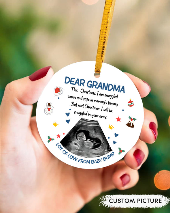 Personalized Gift For Future Grandma Next Christmas I Will Be Snuggled In Your Arms Ornament - PP - LT2711218