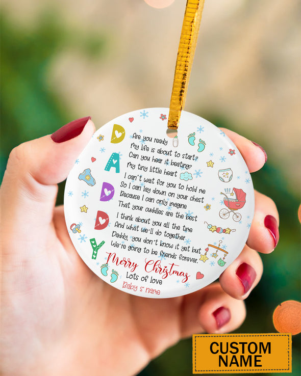 Personalized Gift For Daddy Merry Christmas Lots Of Love Ornament - pp - KT 2210215