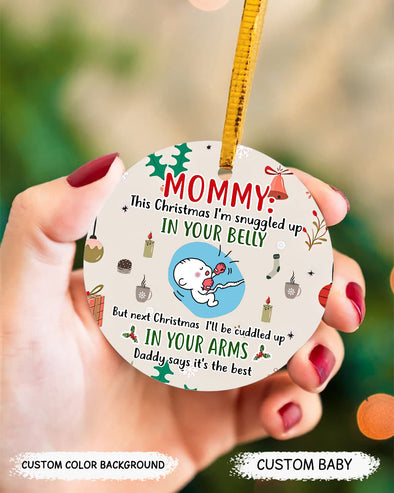 Personalized Gift For Future Mommy This Christmas I'm Nuggle Up In Your Belly  Ornament  - pp - TT2210211