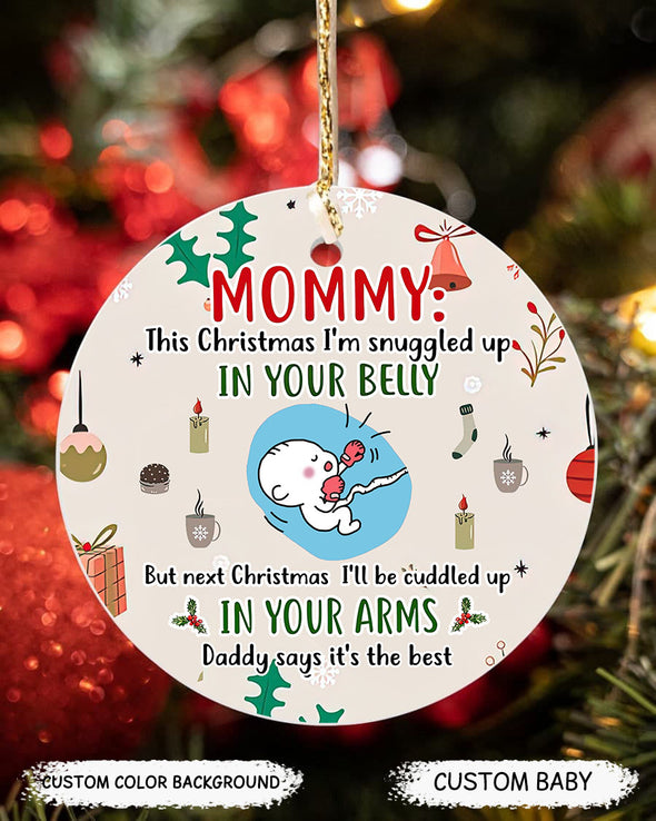 Personalized Gift For Future Mommy This Christmas I'm Nuggle Up In Your Belly  Ornament  - pp - TT2210211