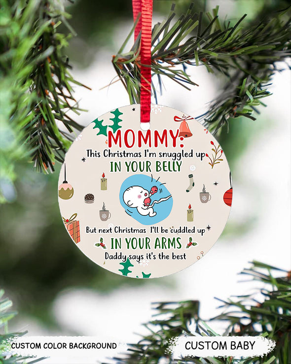 Personalized Gift For Future Mommy This Christmas I'm Nuggle Up In Your Belly  Ornament  - pp - TT2210211