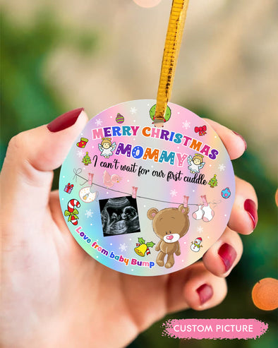 Personalized Gift For Future Mommy Merry Christmas I Can't Wait For Our First Cuddle Ornament - pp - TT3010211