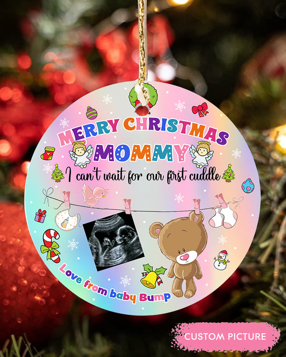 Personalized Gift For Future Mommy Merry Christmas I Can't Wait For Our First Cuddle Ornament - pp - TT3010211