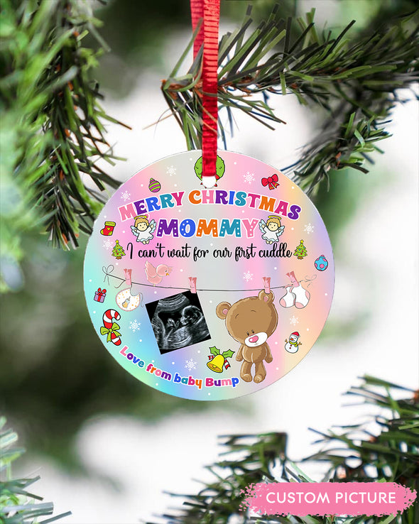 Personalized Gift For Future Mommy Merry Christmas I Can't Wait For Our First Cuddle Ornament - pp - TT3010211