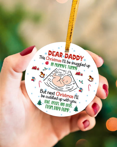 Gift For Future Daddy Love Kisses And Kicks From Baby Bump Ornament - PP - TT0111211-