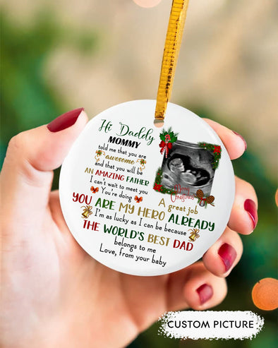 Personalized Gift For Future Daddy Amazing Father The World's Best Dad Belongs To Me Ornament - pp - TT1310211