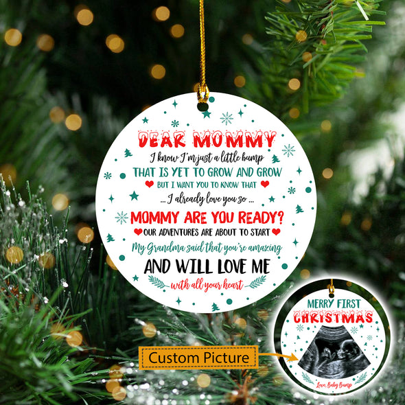 Personalized This Christmas 2021 I'll Be Snuggled Up Two Side Ornament Gift For Mommy Will Love Me With All Your Heart Merry First - Kv