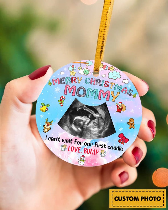 Personalized  Gift For Future Mommy Merry Christmas Can't Wait For Our First Cuddle Ornament - pp - TA2710211
