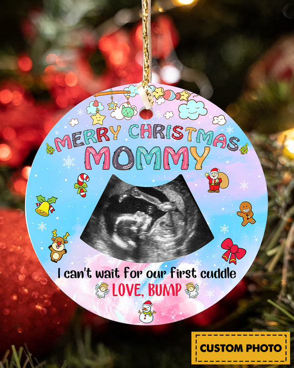 Personalized  Gift For Future Mommy Merry Christmas Can't Wait For Our First Cuddle Ornament - pp - TA2710211