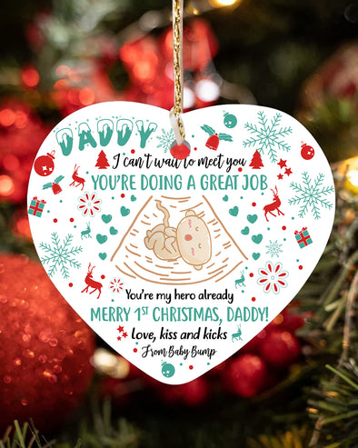 Gift For Future Daddy I Can't Wait To Meet You. You're Doing A Great Job Ornament - Kv - TA0710211