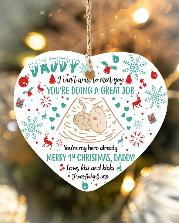 Gift For Future Daddy I Can't Wait To Meet You. You're Doing A Great Job Ornament - Kv - TA0710211