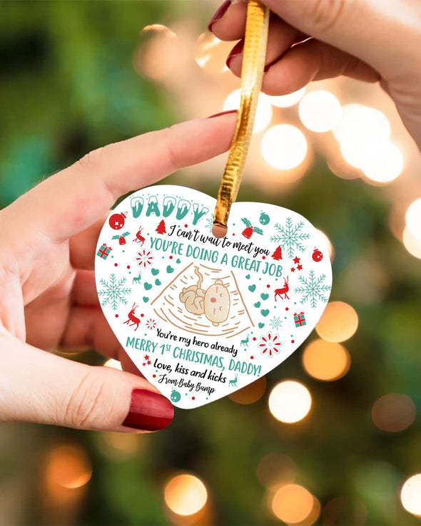 Gift For Future Daddy I Can't Wait To Meet You. You're Doing A Great Job Ornament - Kv - TA0710211