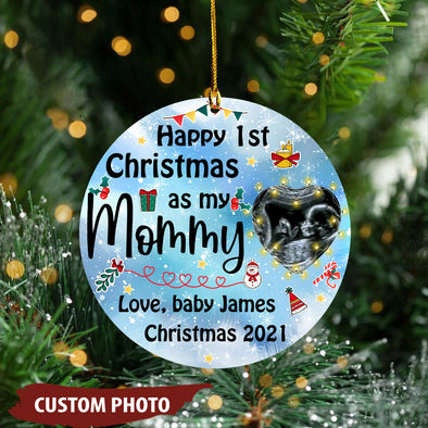 Personalized Gift For Future Mommy Happy 1st Christmas Ornament - Mc - Kt0510217