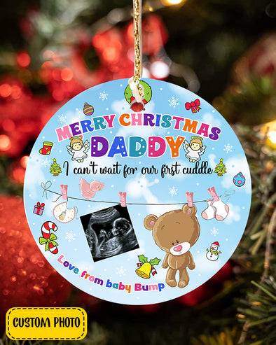 Personalized  Gift For Future Daddy Merry Christmas Can't Wait For Our First Cuddle  Ornament - pp - TA2910212