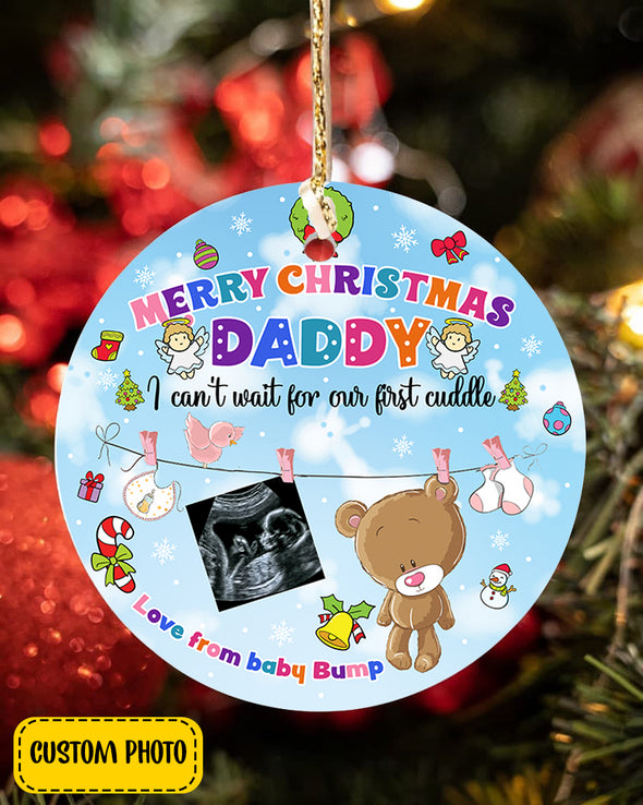 Personalized  Gift For Future Daddy Merry Christmas Can't Wait For Our First Cuddle  Ornament - pp - TA2910212